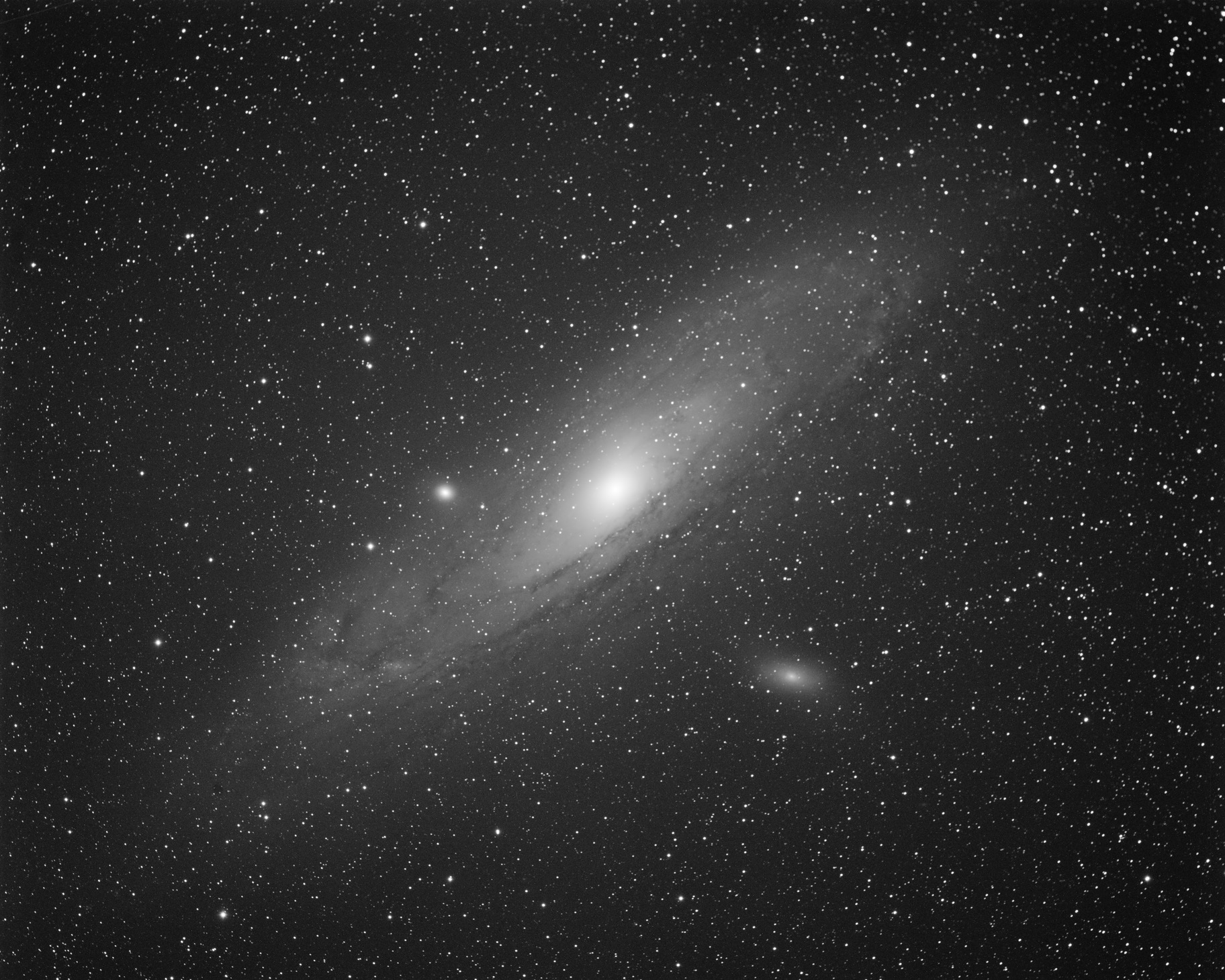 M31, The Andromeda Galaxy.  Single, 300-second (5-min) luminance frame, unguided